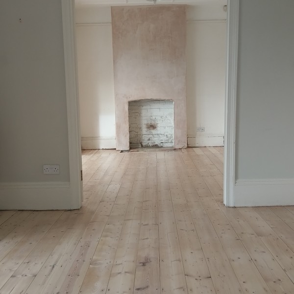 Pine floorboards with a Bona White finish