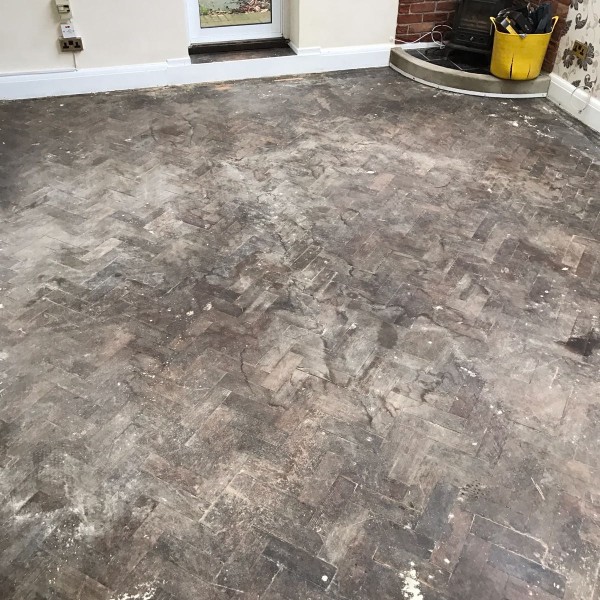Canadian Pine Parquet restoration Before