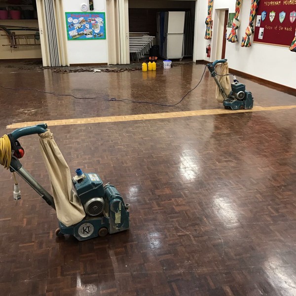 Thurnham School - Sand and seal Mosaic Finger Block Parquet Flooring