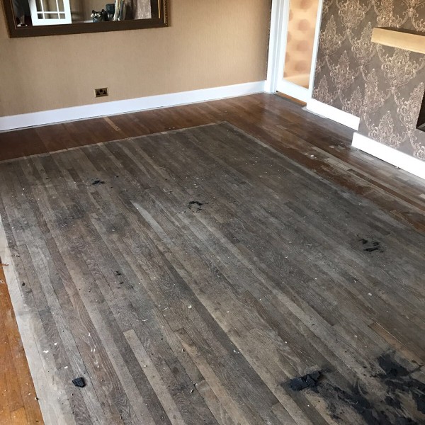 Solid Oak Strip Flooring Before Restoration