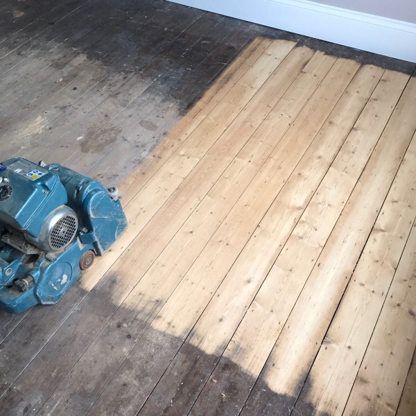 Original Pine Boards During Sanding