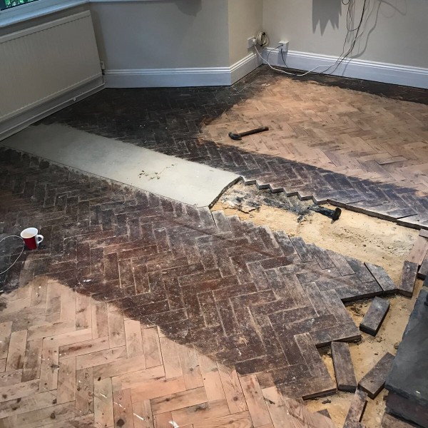Repairs to Pine Herring Bone Parquet - Uplift Screed