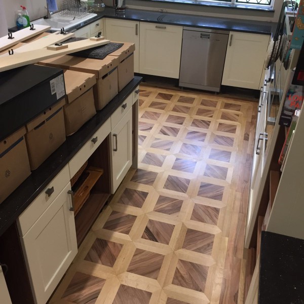 Walnut and Oak Parquet Repaired, Sanded and Sealed Hawkhurst