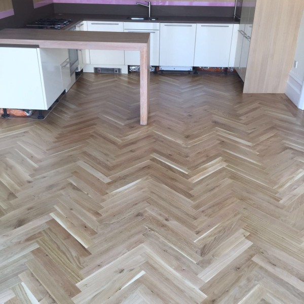 Large Blade Oak Herringbone Sanded and Lacquered