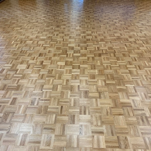 Madginford School Maidstone New Oak Mosaic Fingerblock Parquet Installation 1