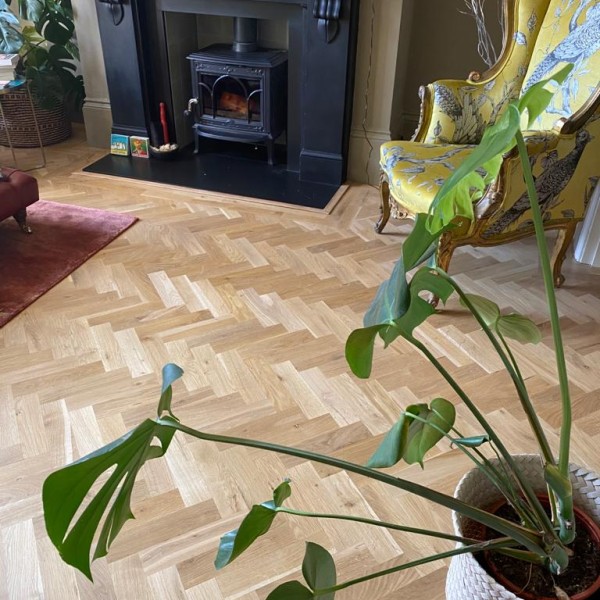 Solid Oak Parquet installation saned and lacquered Hastings 1