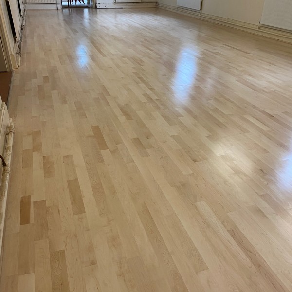 St Mary Magdalens Church Hall Solid Maple strip Installation 2