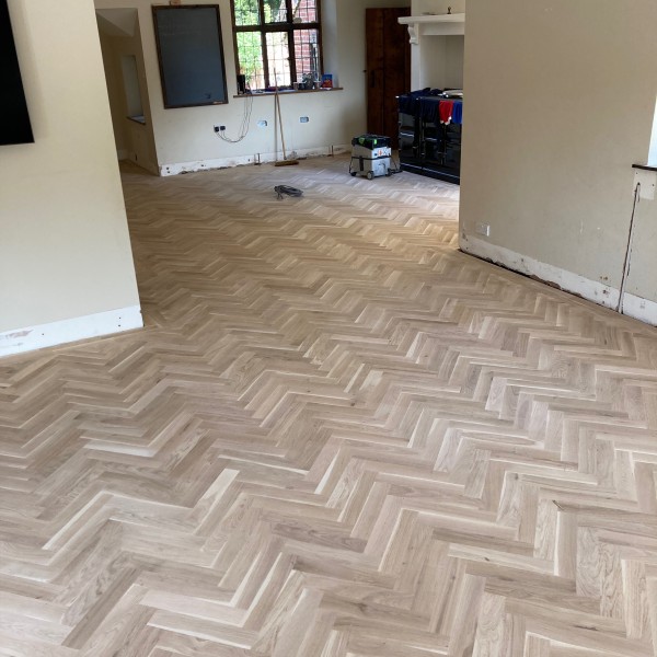 Unfinished Parquet installation Before Sealing
